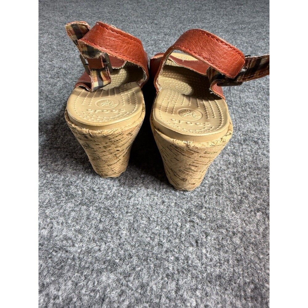 Crocs A‑Leigh Leather Slingback Wedge Sandals – Women’s 10 - Picture 3 of 7